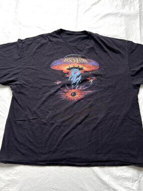 Boston band shirt Spaceship logo ufo retro style 3XL adult black graphic print